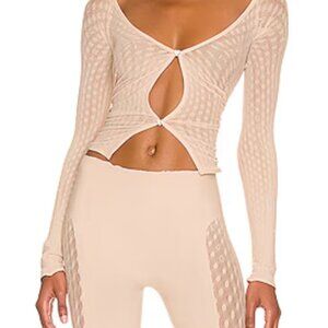 Poster Girl Feathered Tulia Trousers & Top in Taupe & Dusty Pink One Size